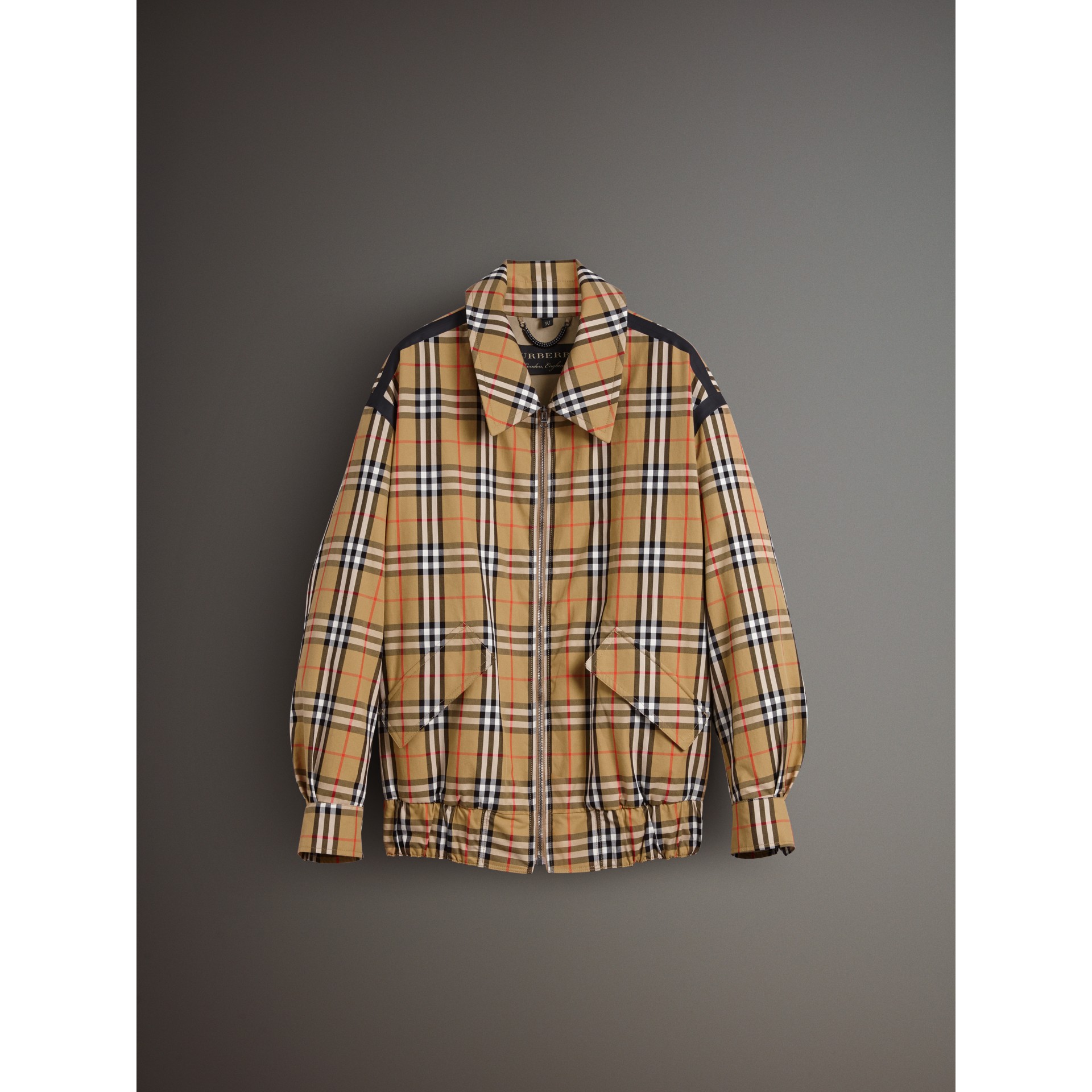 Vintage Check Gabardine Harrington Jacket in Antique Yellow - Men ...