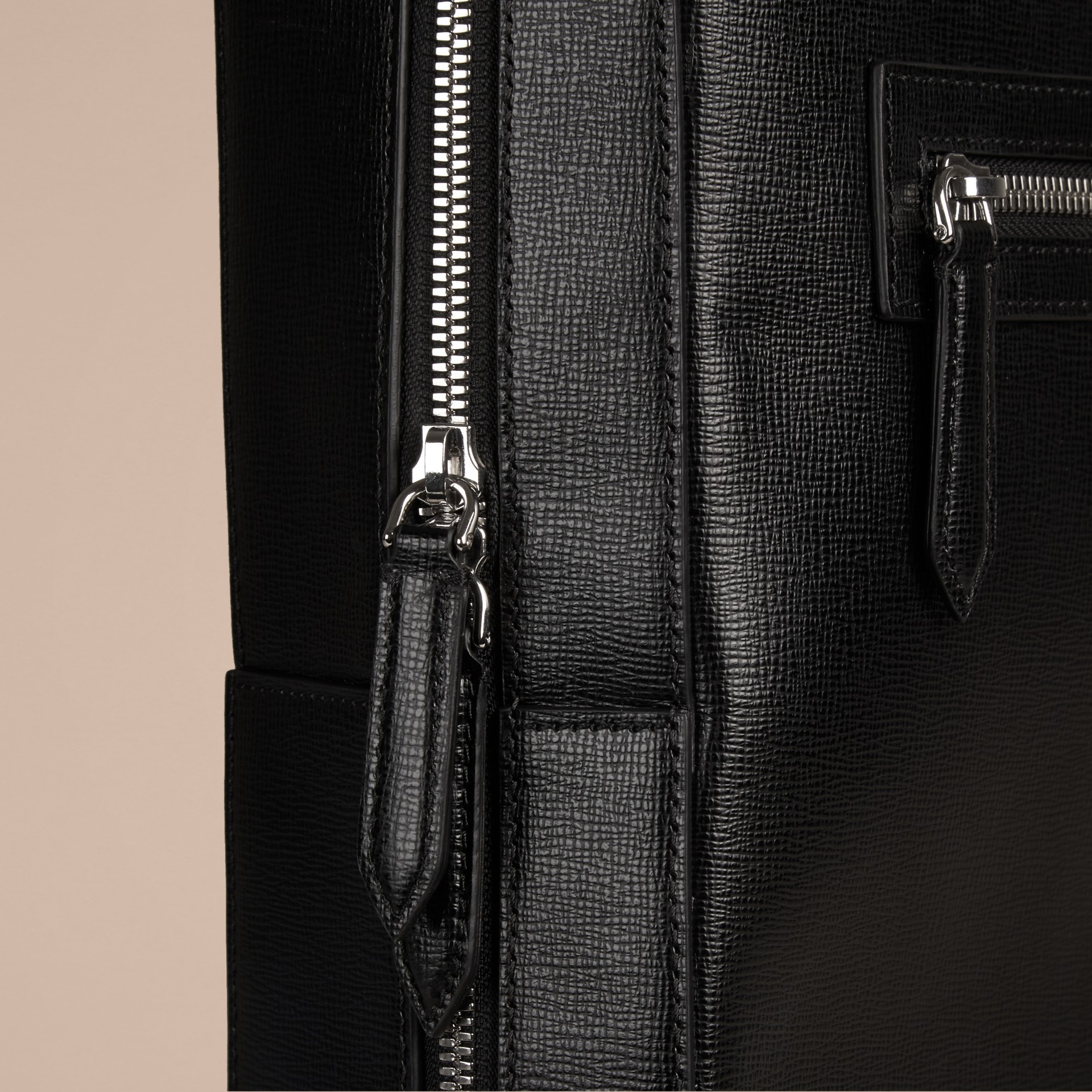 London Leather Backpack Black Burberry