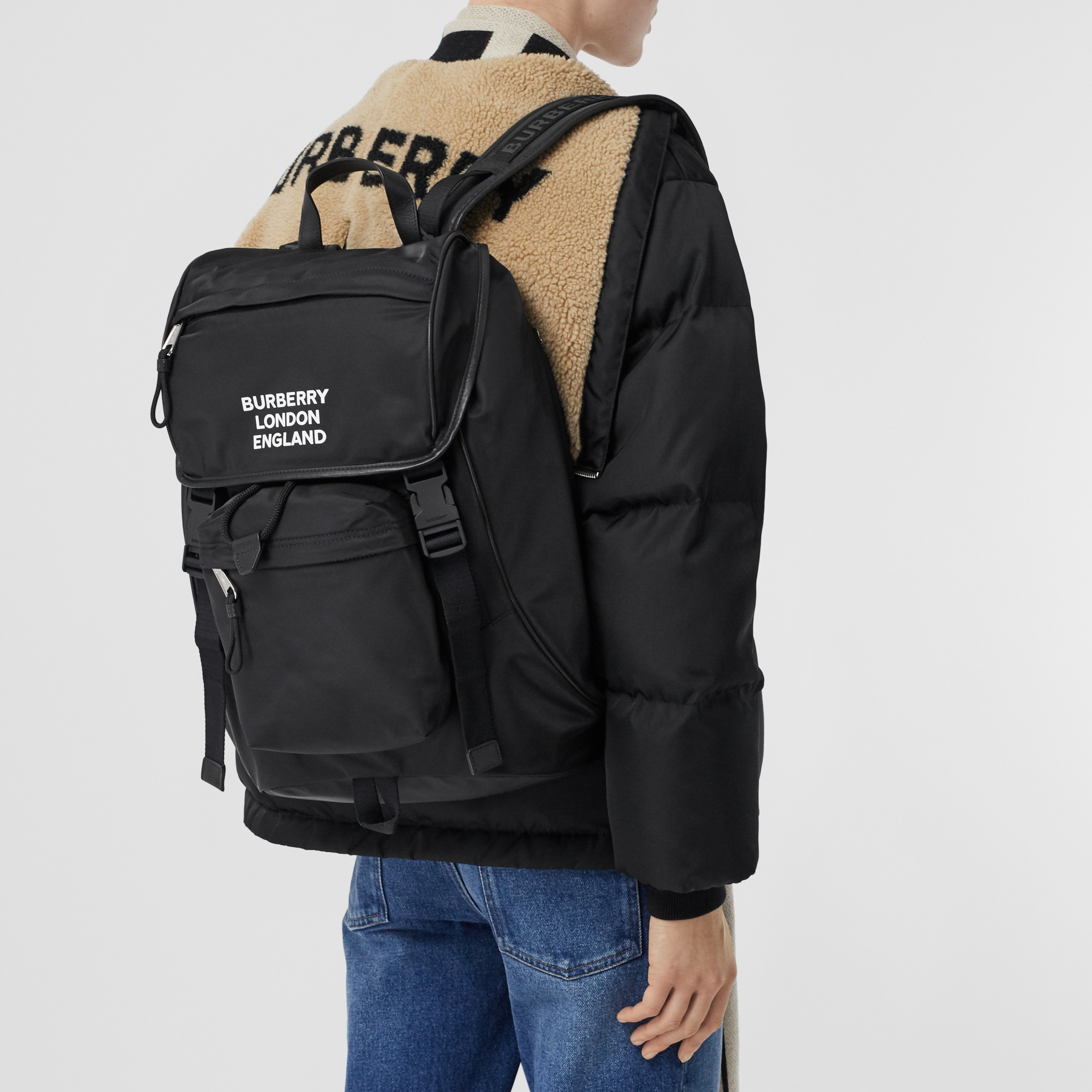 the medium rucksack in logo print econyl