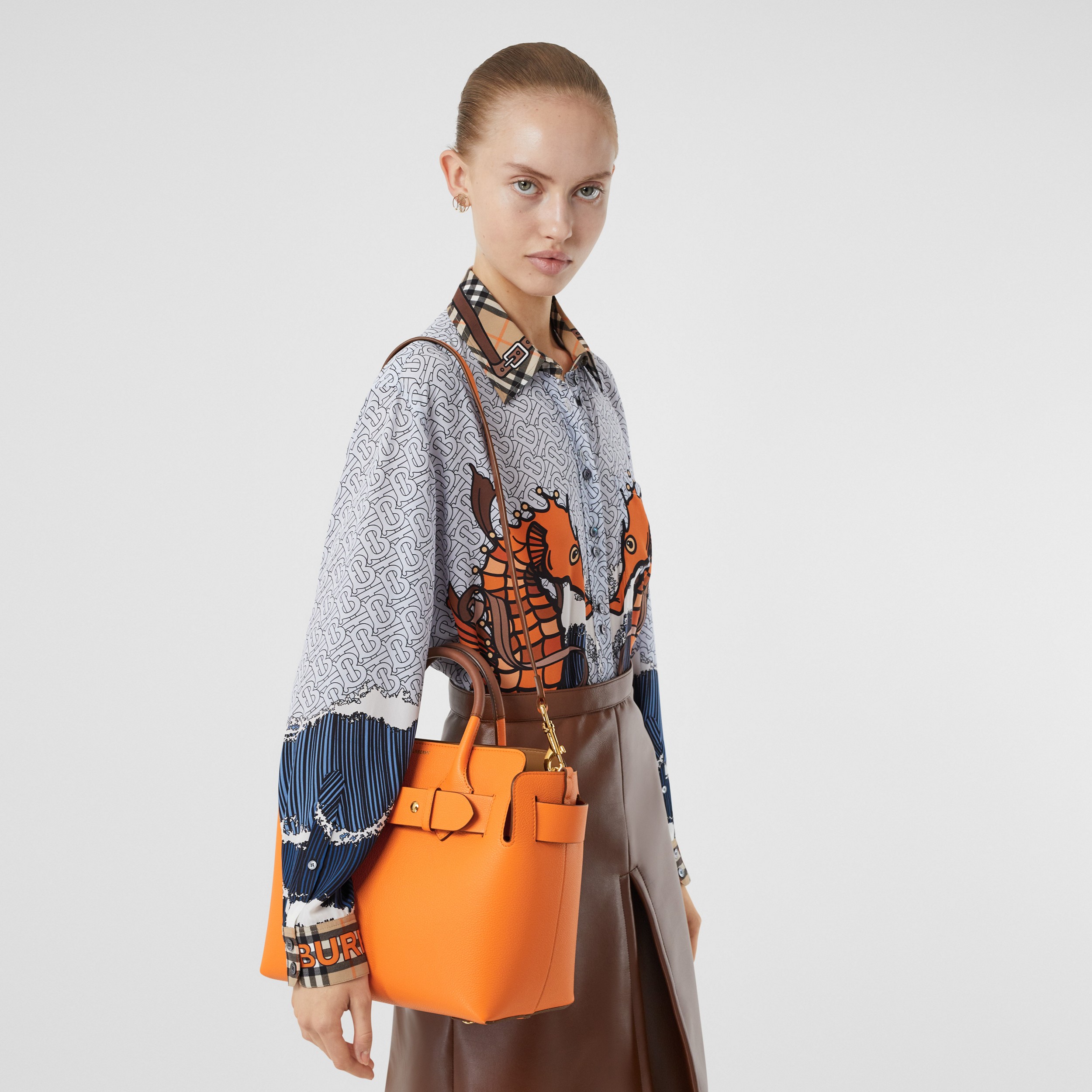 The Small Leather Triple Stud Belt Bag in Bright Orange - Women ...
