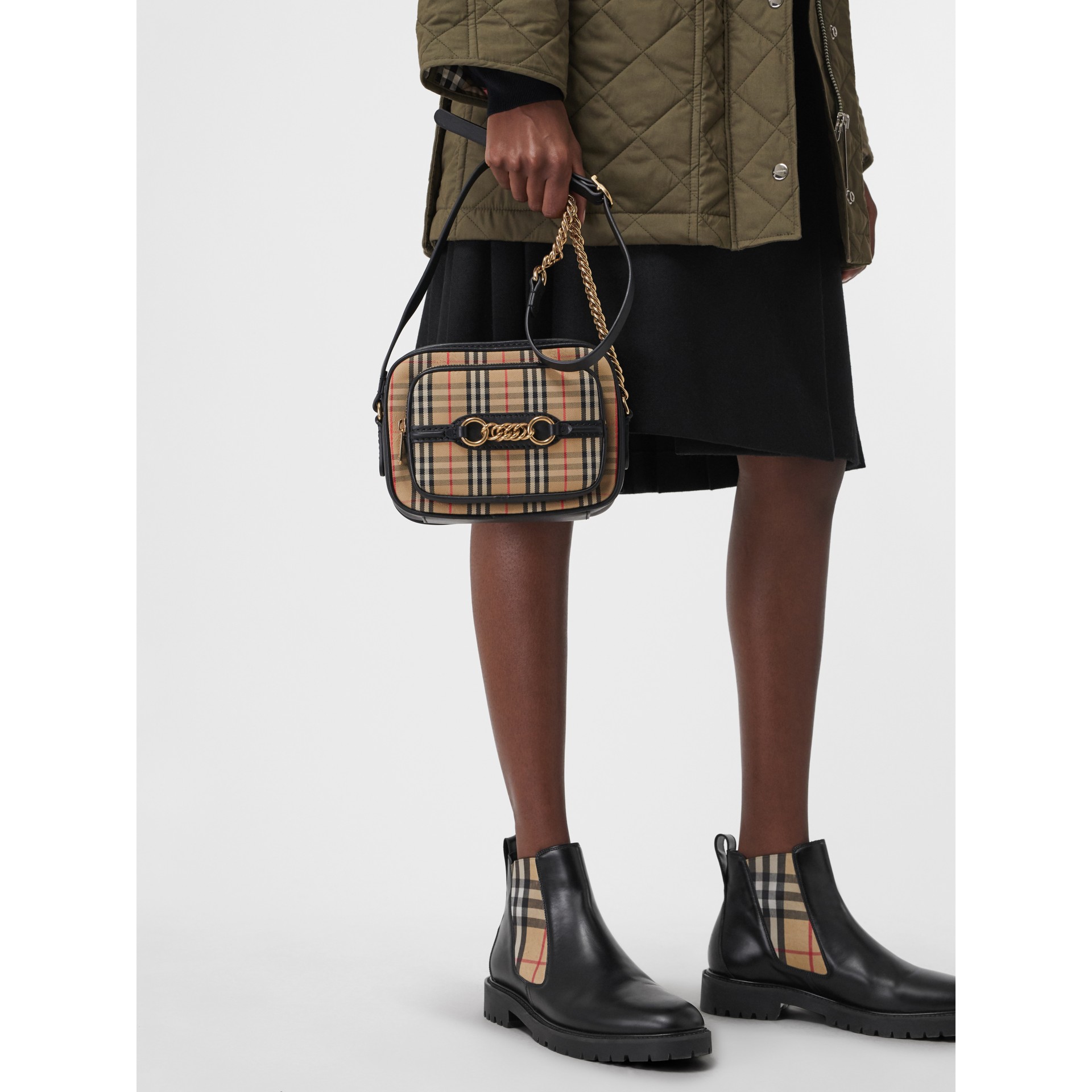 The 1983 Check Link Camera Bag in Black Women Burberry United States