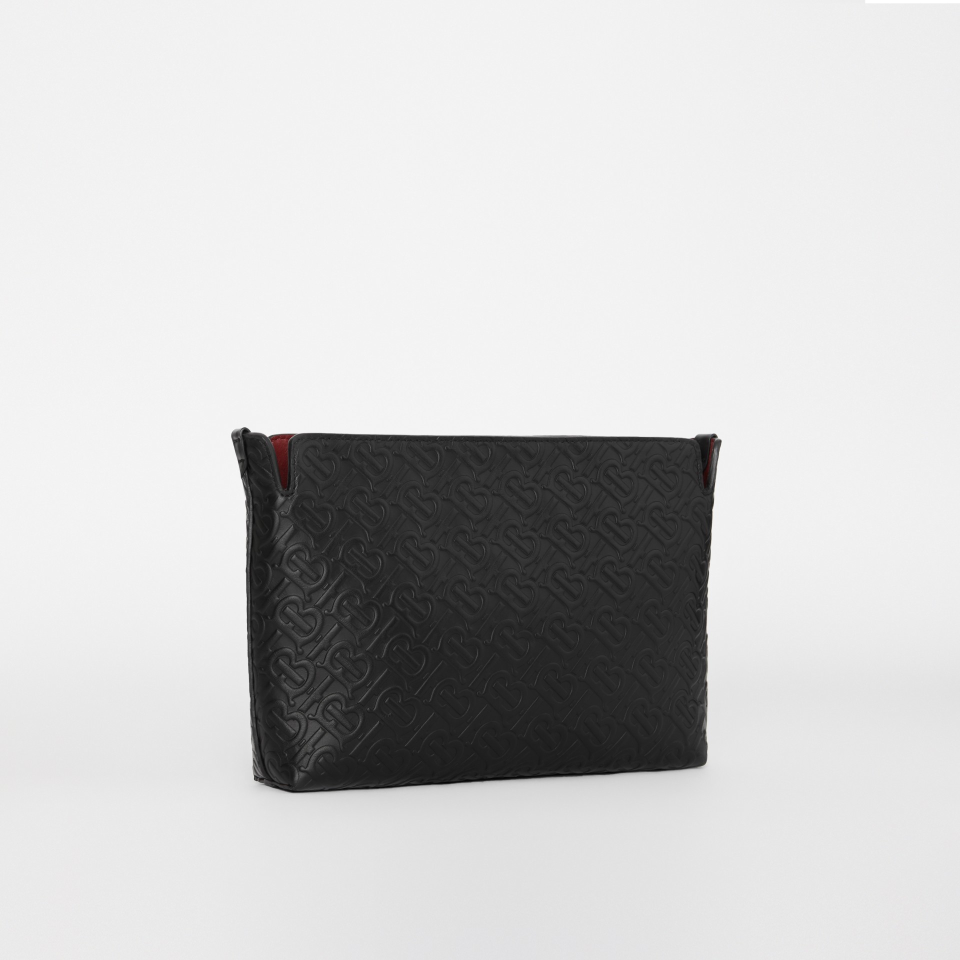 Medium Monogram Leather Clutch in Black Women Burberry United States