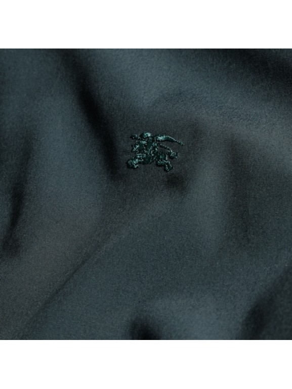 Check Detail Stretch Cotton Poplin Shirt in Dark Teal Green | Burberry ...