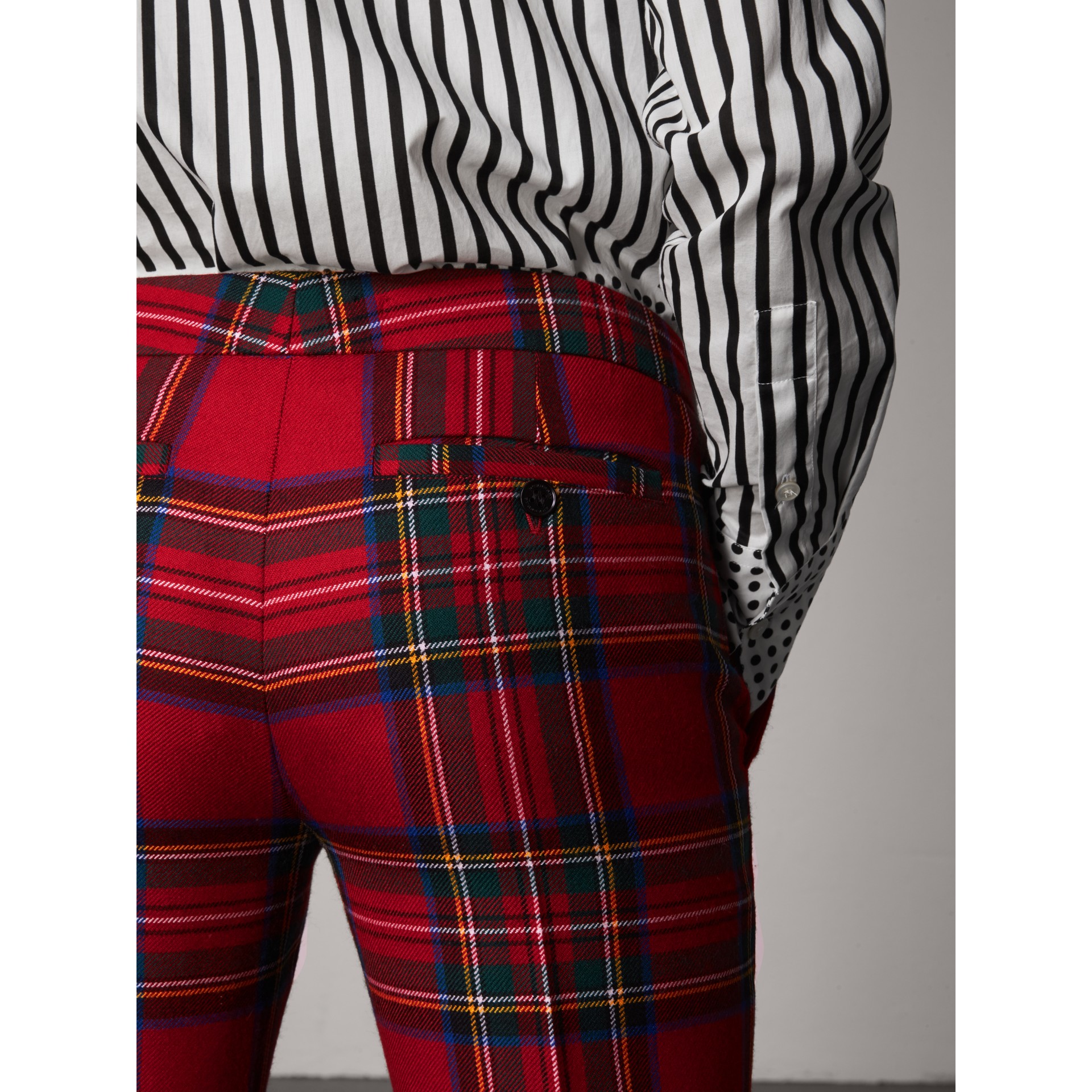 Tartan Wool Tailored Trousers in Bright Red - Women | Burberry United ...