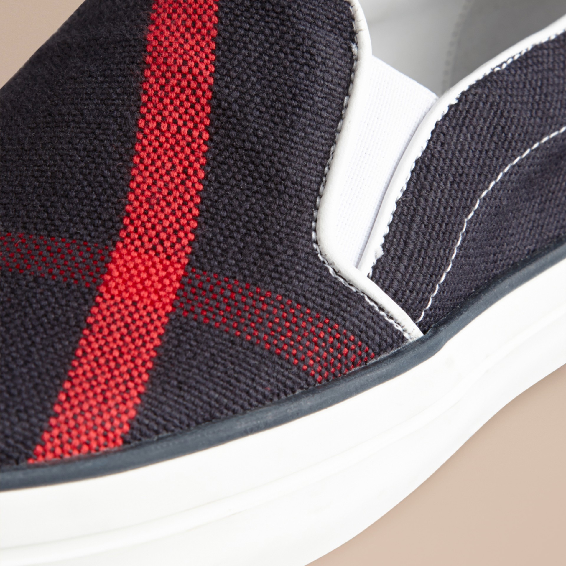 Navy Check SlipOn Trainers Burberry