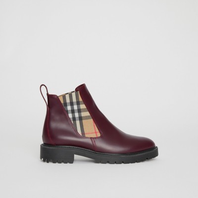 Stiefel Vintage Check Leder Mit Aus Chelsea DetailochsenblutfarbenDamenBurberry BWCeoEdxQr