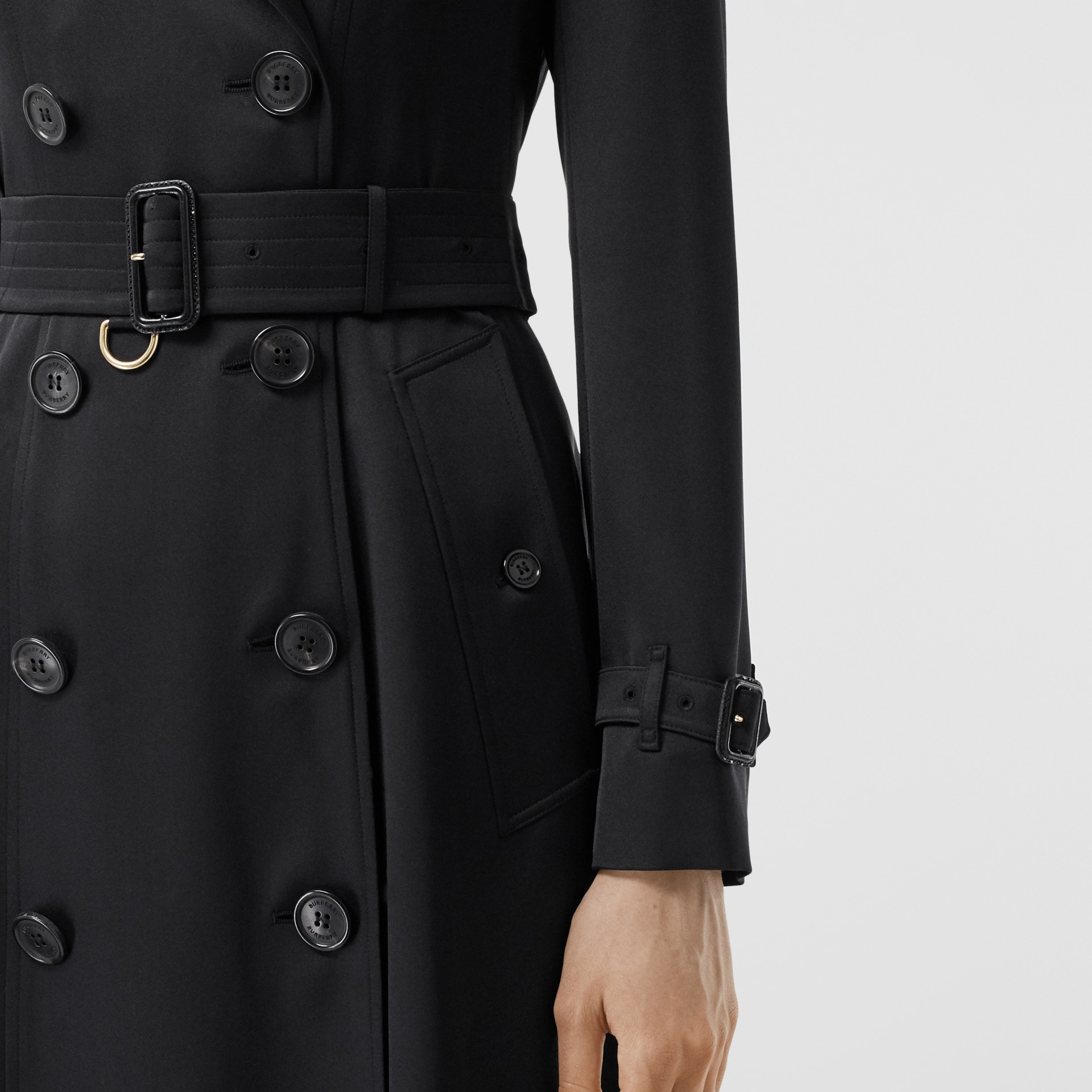 Silk Satin Trench Coat in Black Women Burberry United Kingdom