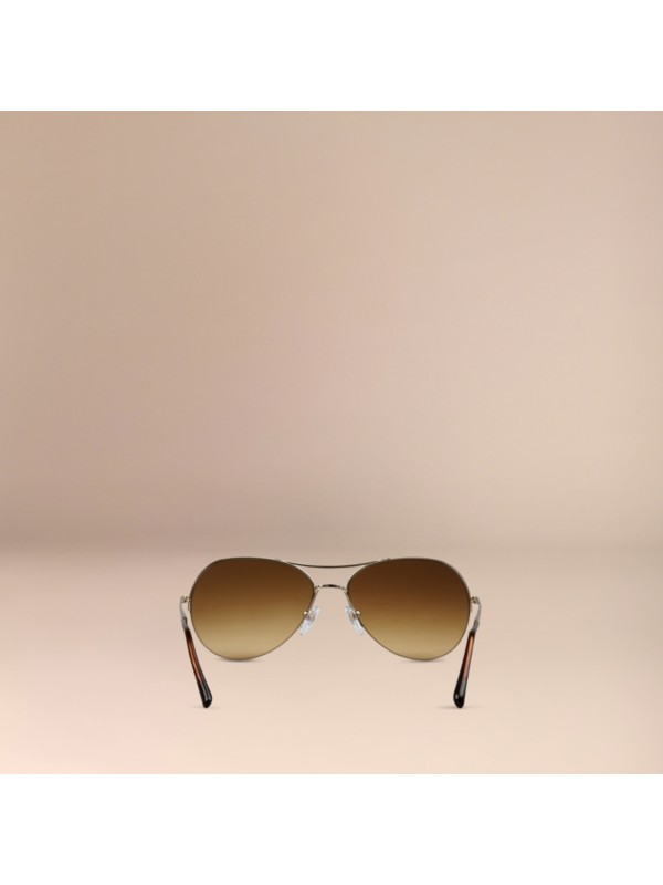 Half Frame Pilot Sunglasses In Pale Gold Women Burberry United States 