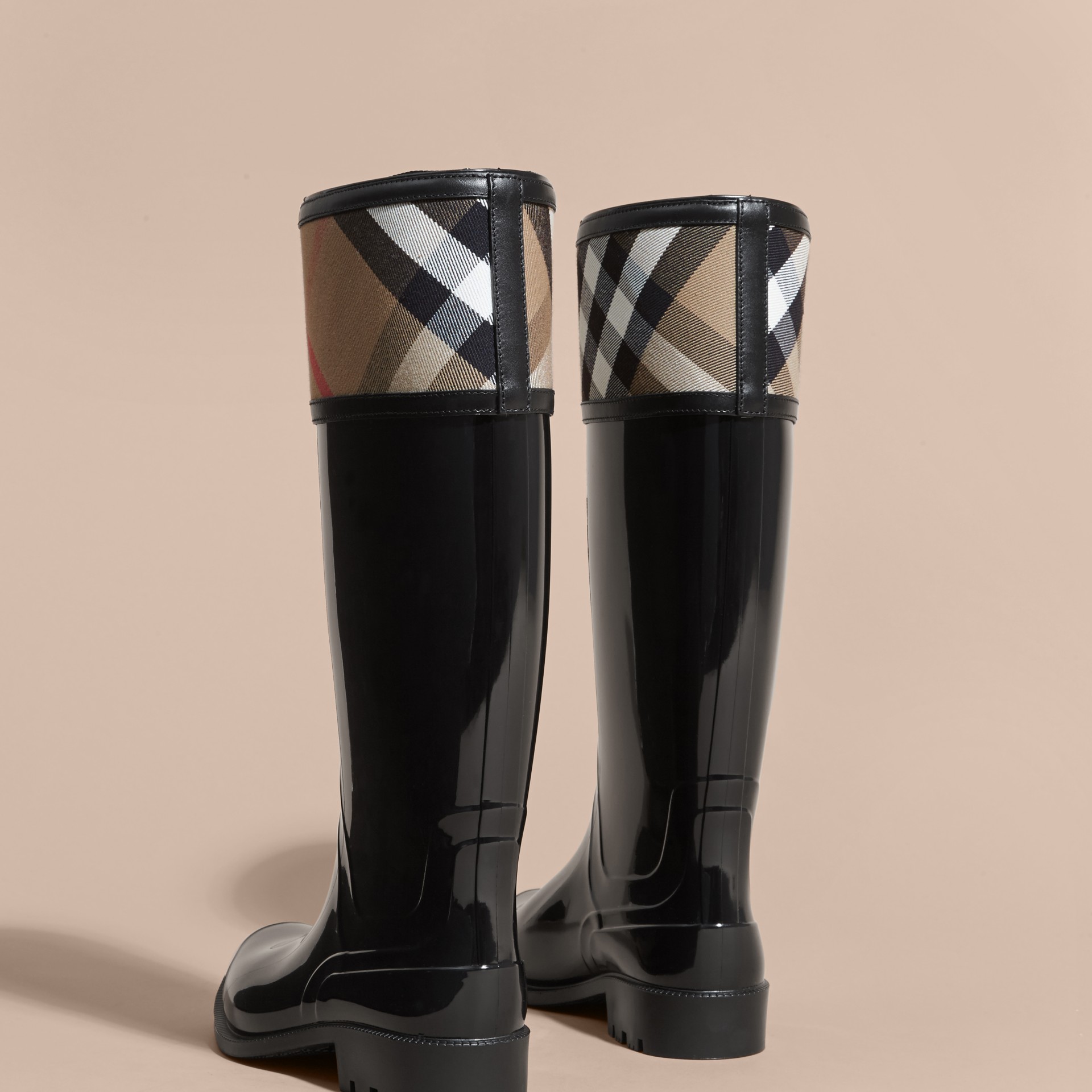 House Check Rain Boots in Black - Women | Burberry United States