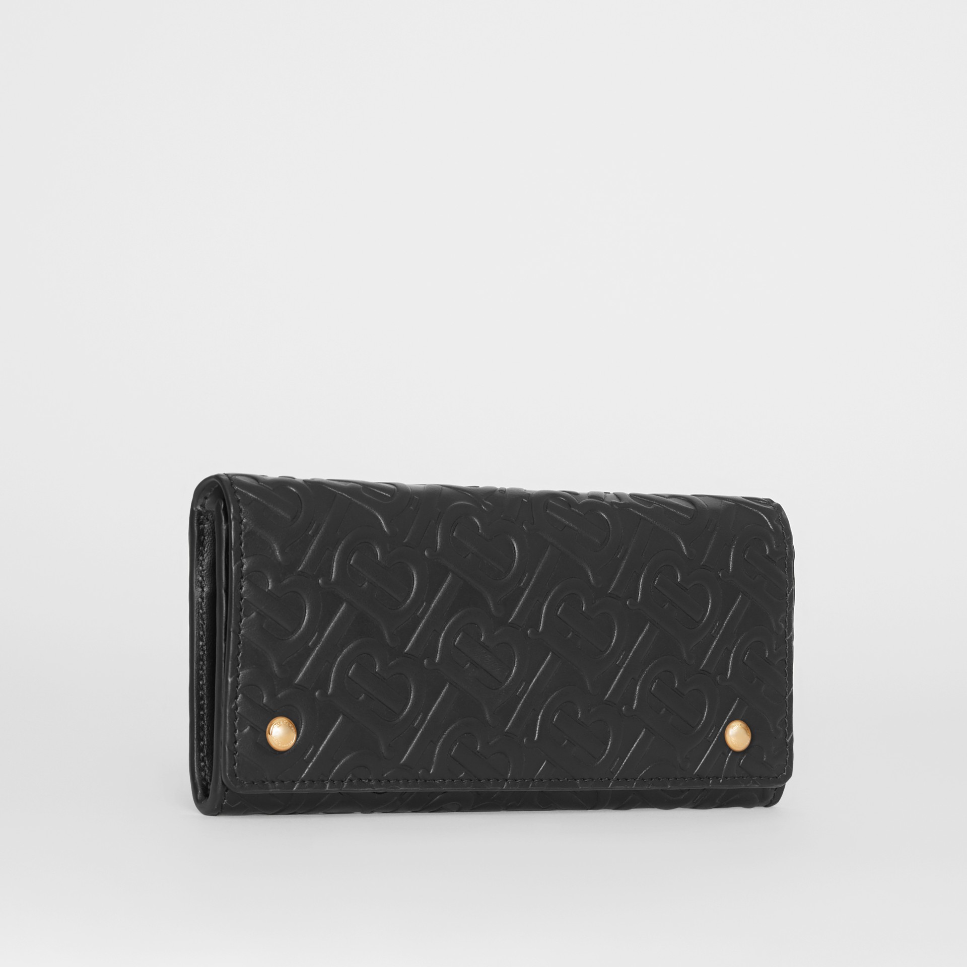 Monogram Leather Continental Wallet in Black Women Burberry United