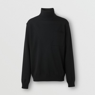 Zip Detail Wool Turtleneck Sweater in 