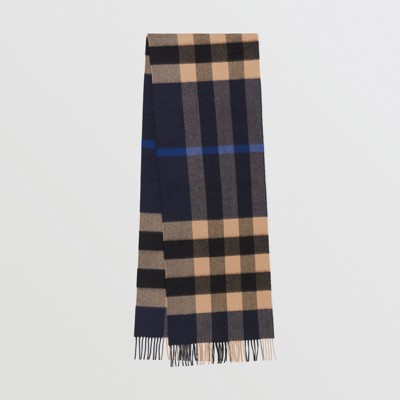 Check Cashmere Scarf in Indigo/mid Camel | Burberry® Official