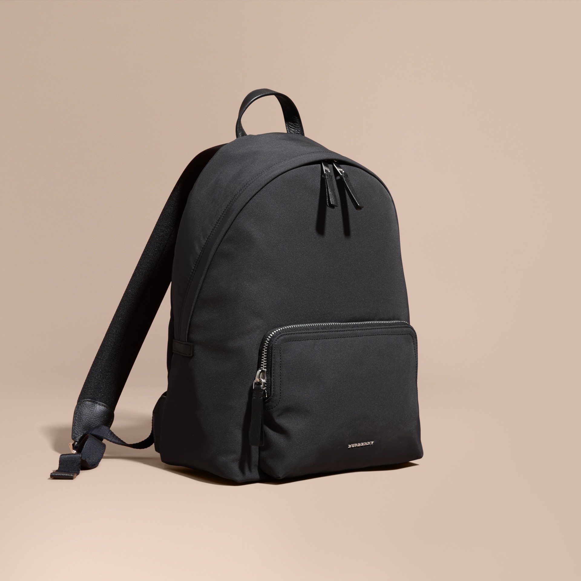 Leather Trim Technical Backpack Black | Burberry