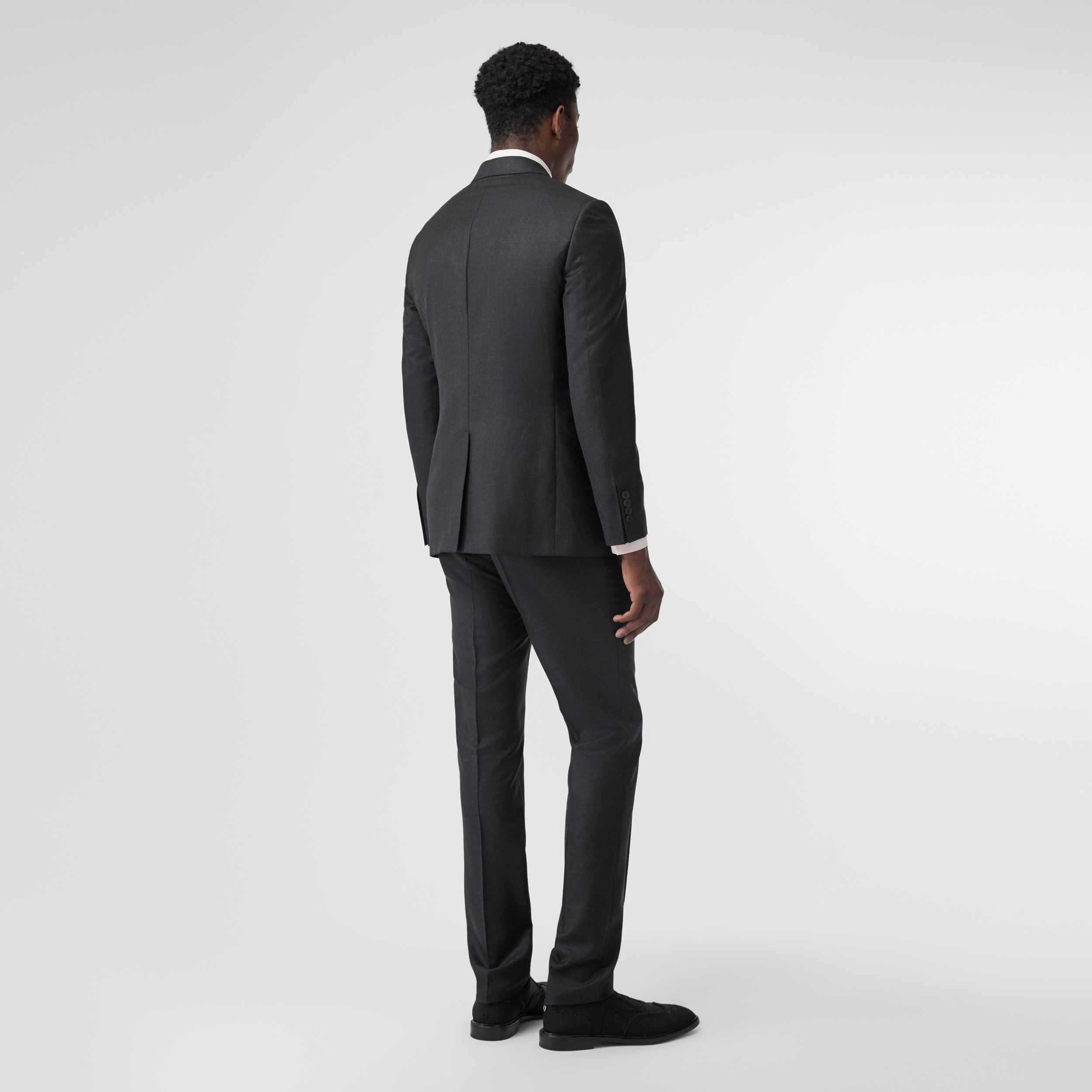 Slim Fit Wool Silk Linen Suit in Dark Grey Melange - Men | Burberry ...