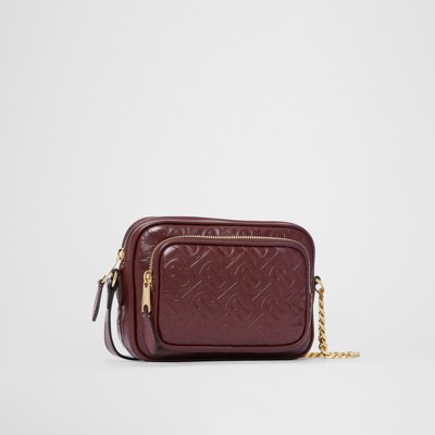 burberry small monogram leather camera bag
