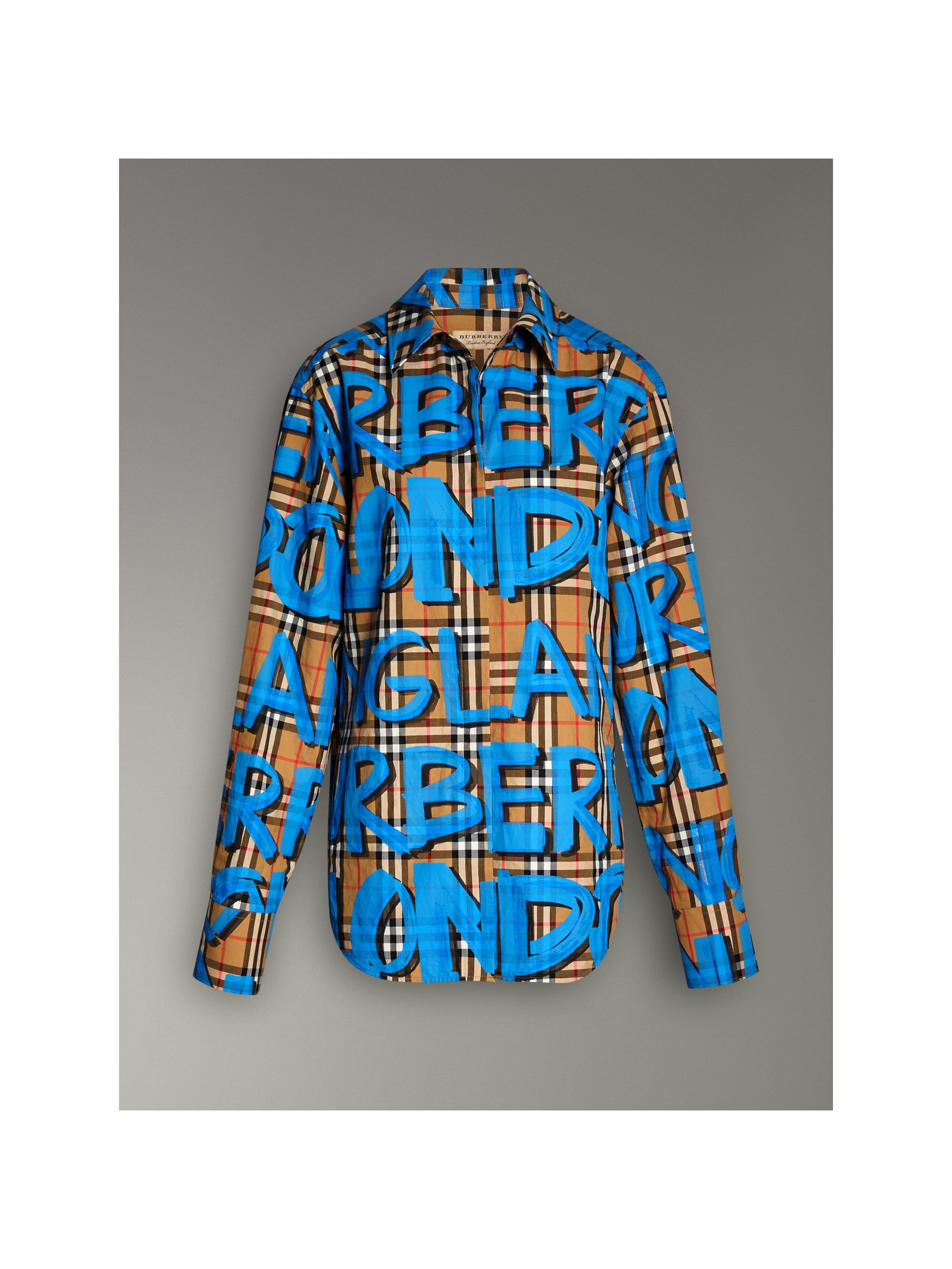 涂鸦印花 vintage 格纹棉质衬衫 产品图片31