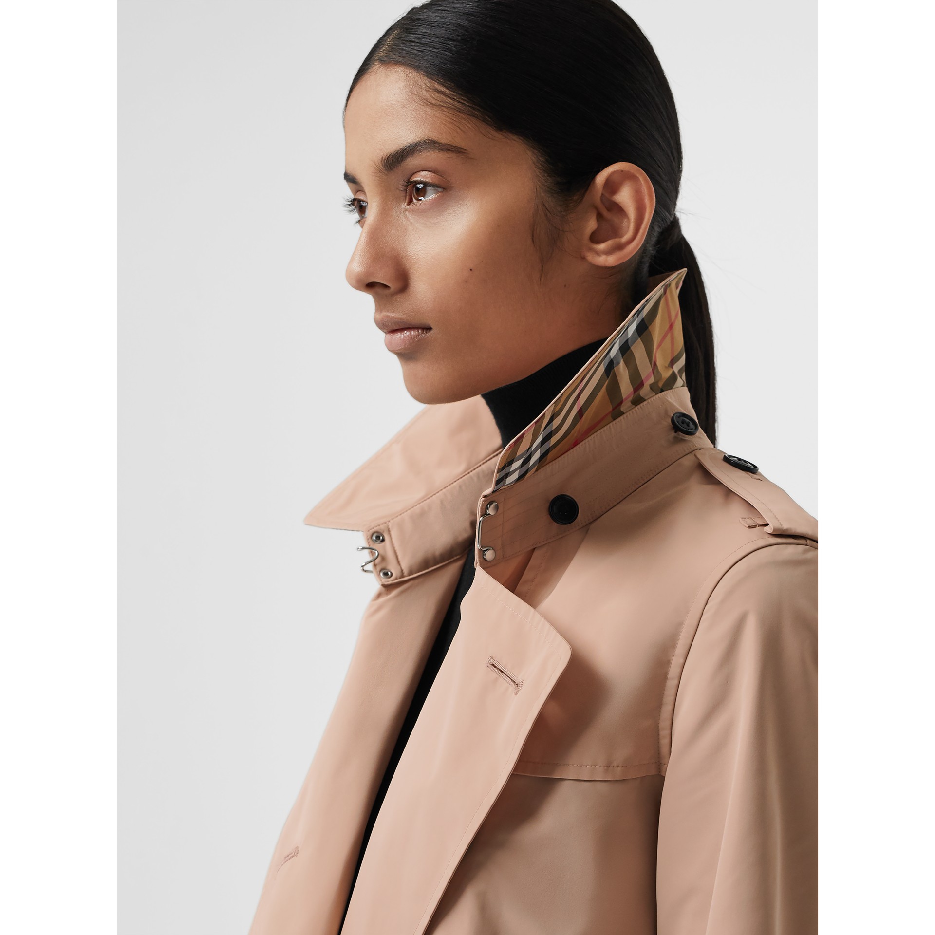 Detachable Hood Taffeta Trench Coat in Chalk Pink - Women | Burberry ...