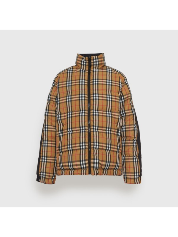 Reversible Vintage Check Down-filled Puffer Jacket in Antique Yellow ...