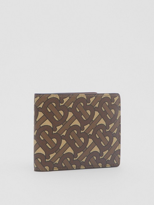 BURBERRY Monogram Print E-canvas Bifold Wallet