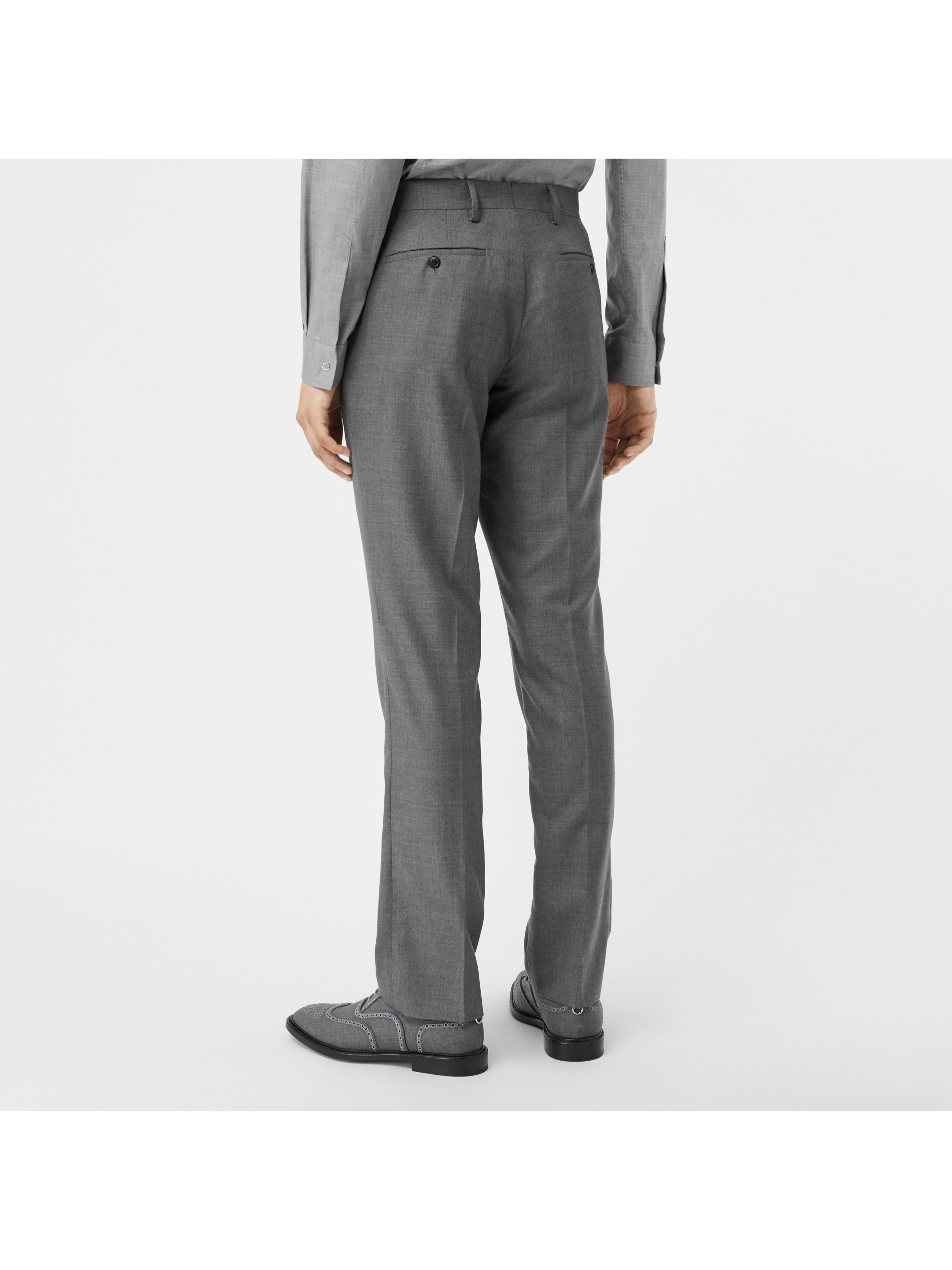 classic fit metal button wool tailored trousers image21