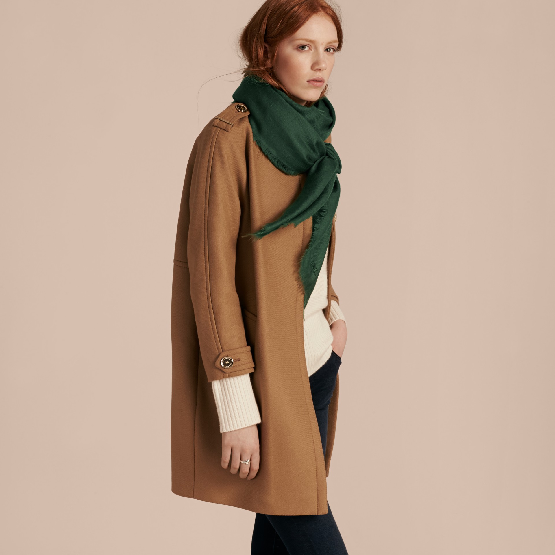 The Lightweight Cashmere Scarf in Dark Forest Green Burberry United