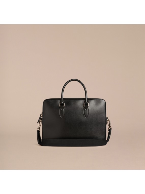 London Leather Briefcase in Black - Men | Burberry Canada