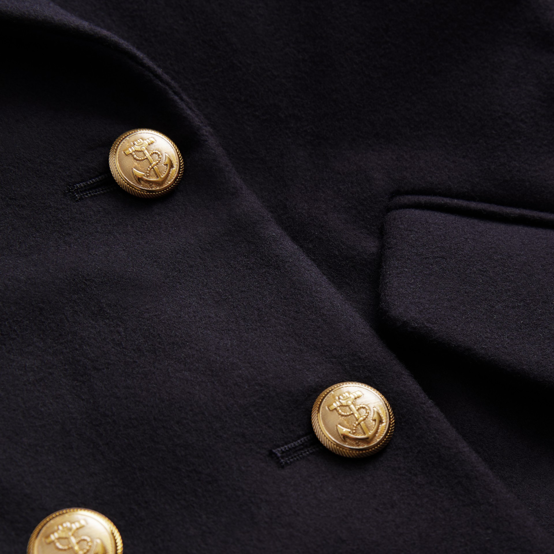 Crested Button Wool Pea Coat in Navy | Burberry United States