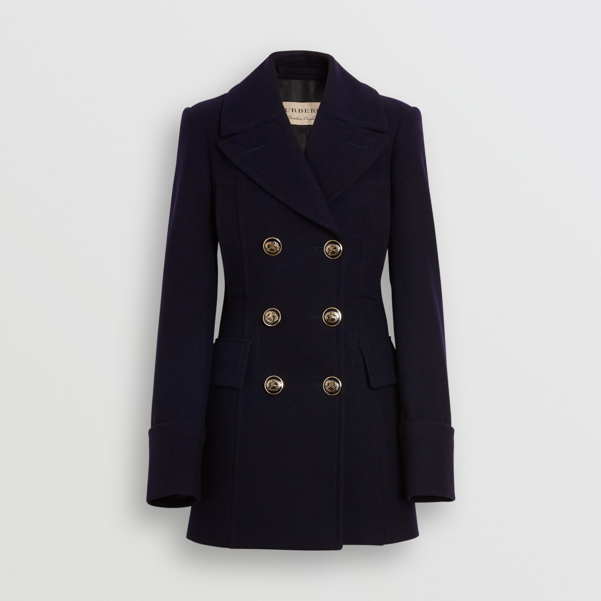 Doeskin Wool Tailored Pea Coat in Navy Women Burberry United States