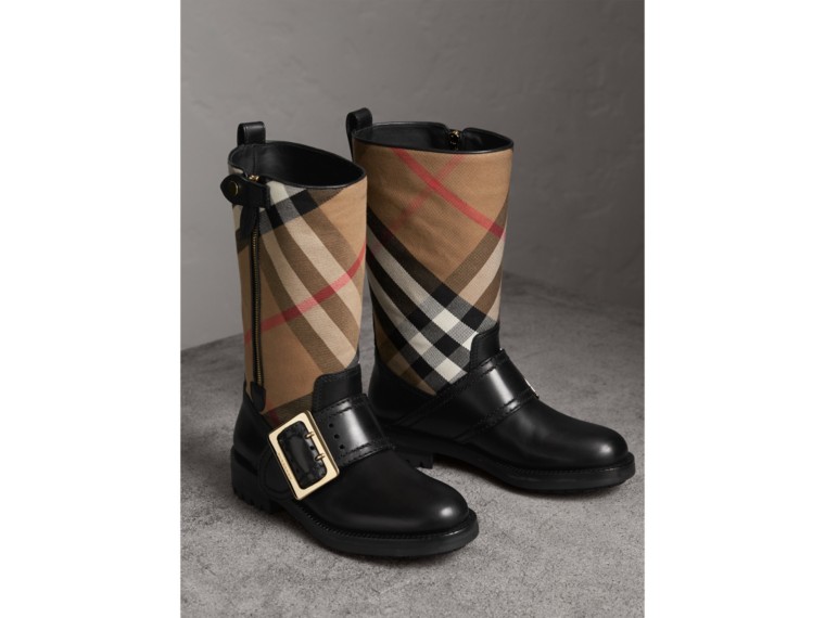 burberry house check leather bootie