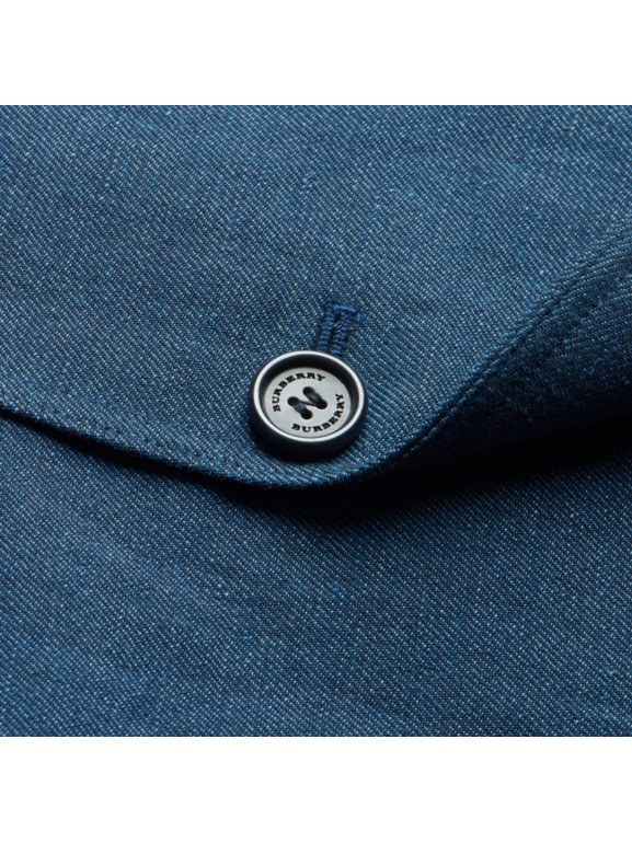 Lightweight Cotton Linen Blazer in Bright Navy Men Burberry United