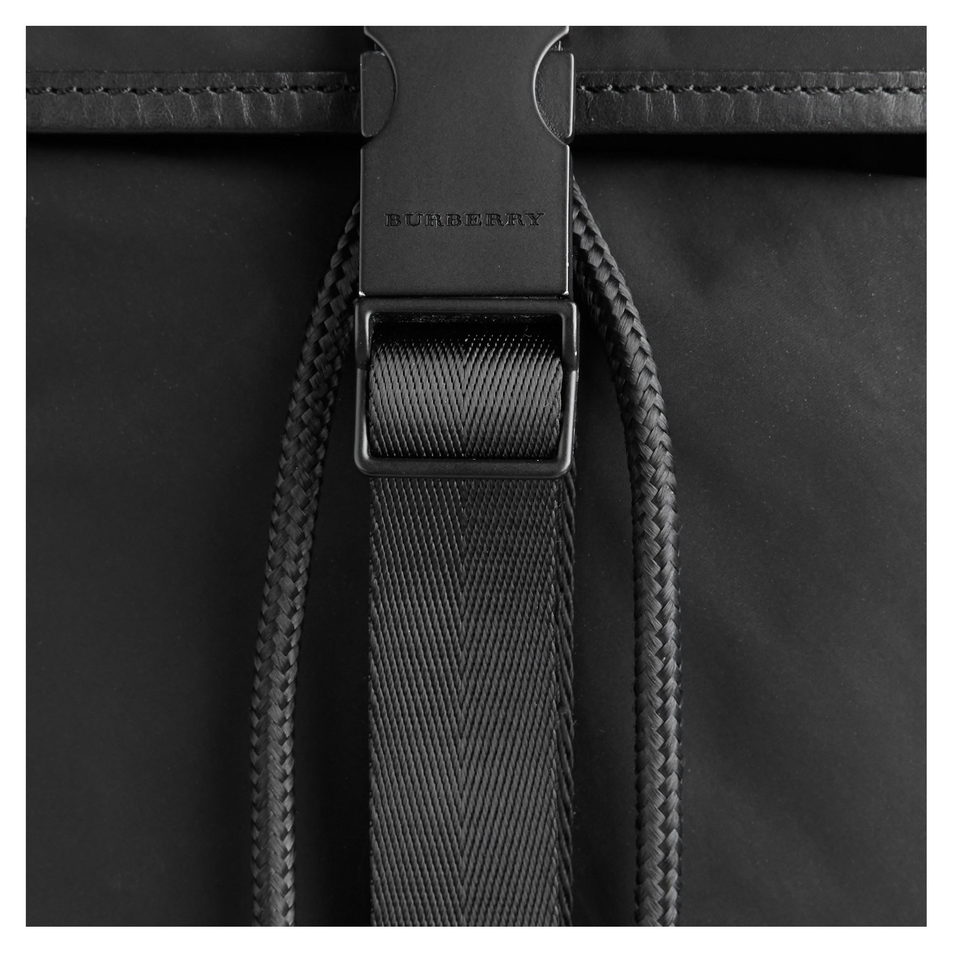 Leather Trim Lightweight Backpack Black Burberry