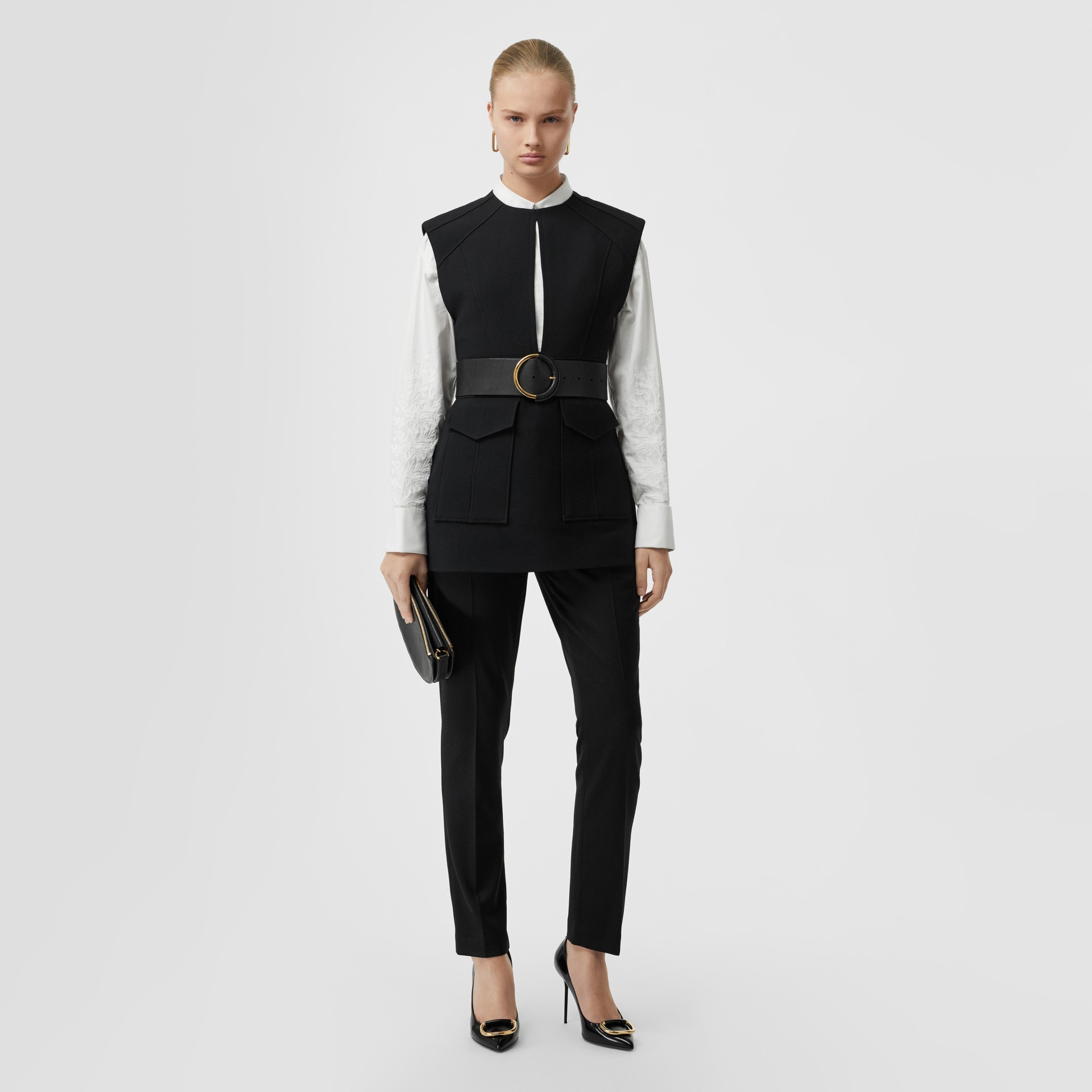 Straight Fit Wool Tailored Trousers in Black - Women | Burberry United States