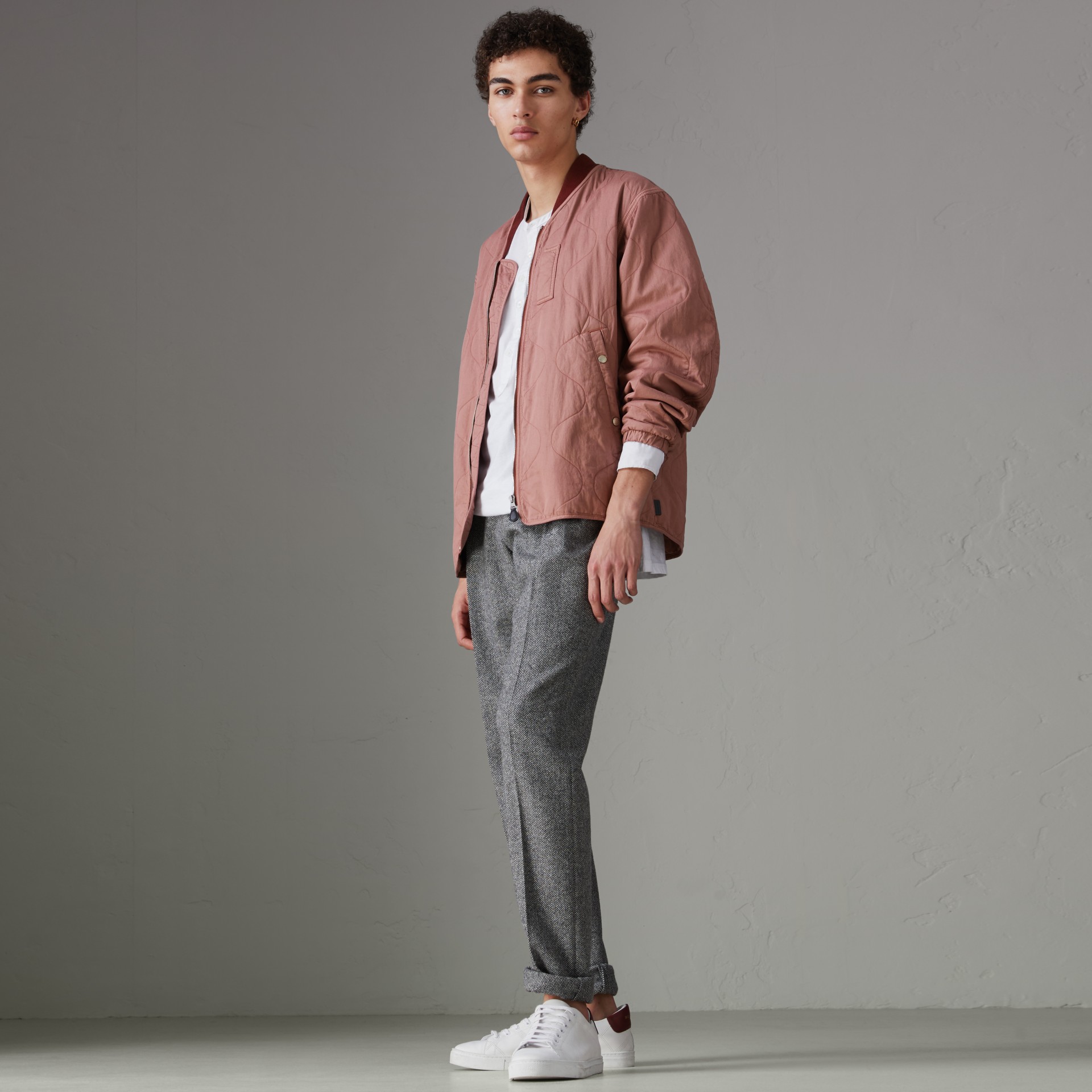 Lightweight Quilted Cotton Bomber Jacket in Rosewood Men Burberry United States