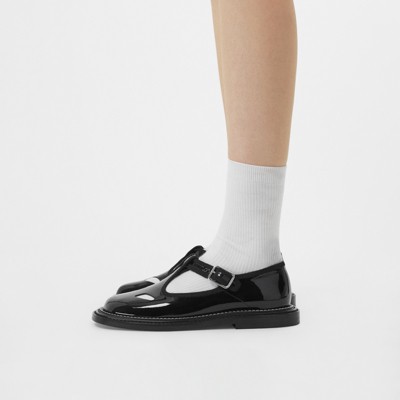 Patent Leather T-bar Shoes in Black 