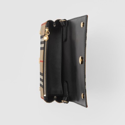 mini leather and vintage check crossbody bag