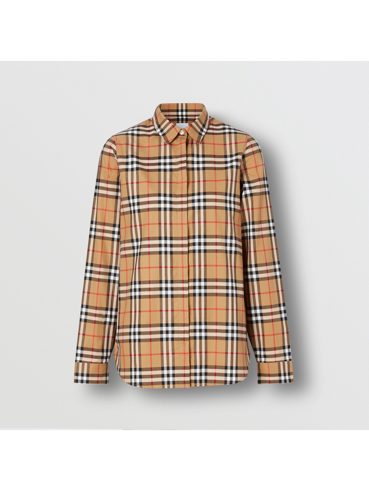 Vintage Check Stretch Cotton Twill Shirt in Archive Beige | Burberry® Official