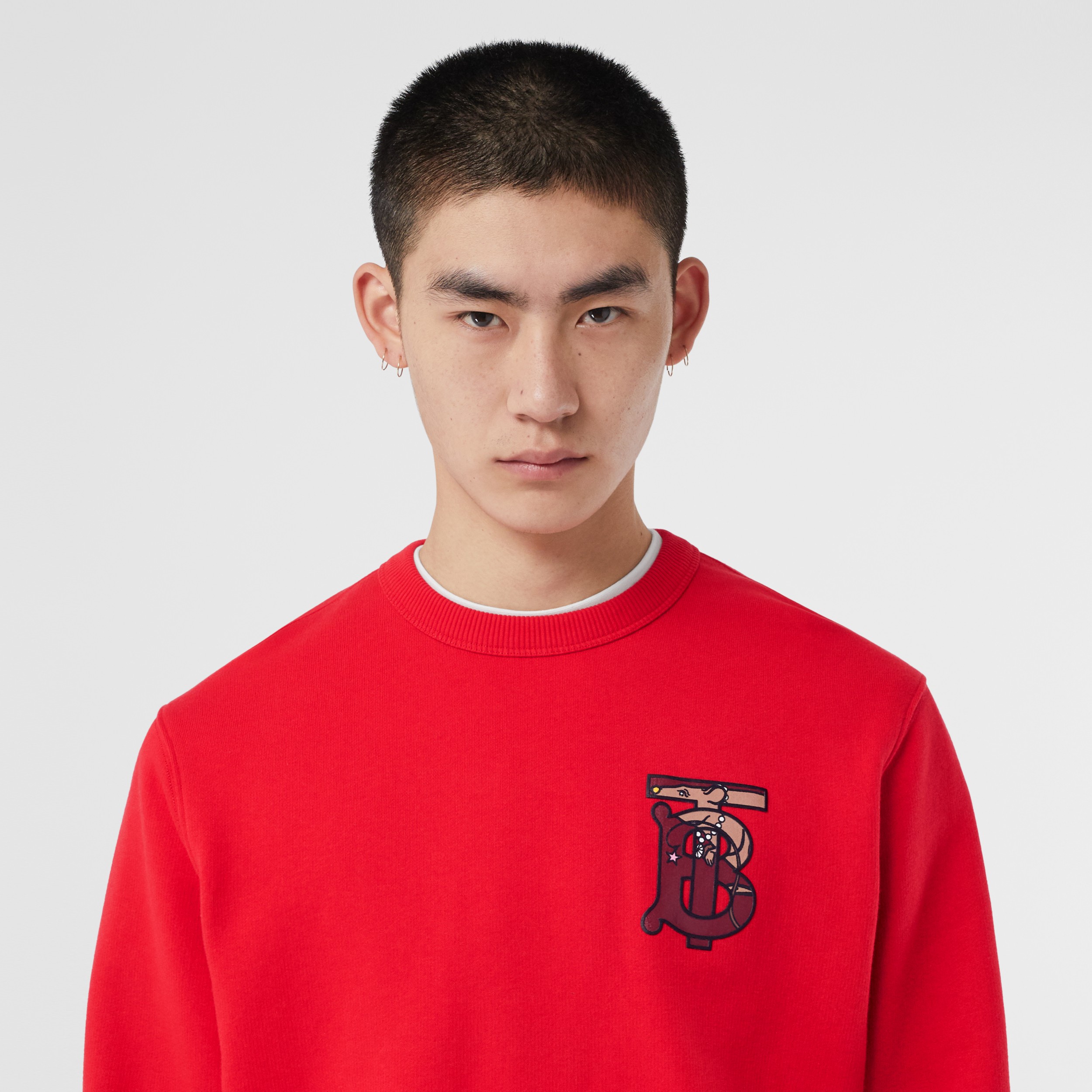 モノグラムモチーフ コットン スウェットシャツ ブライトレッド メンズ バーバリー