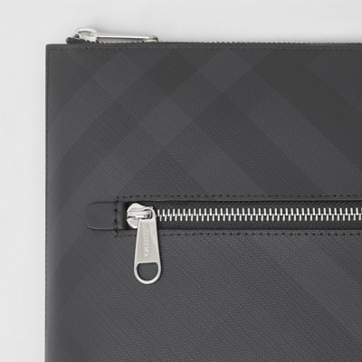 London Check Zip Pouch in Dark Charcoal 