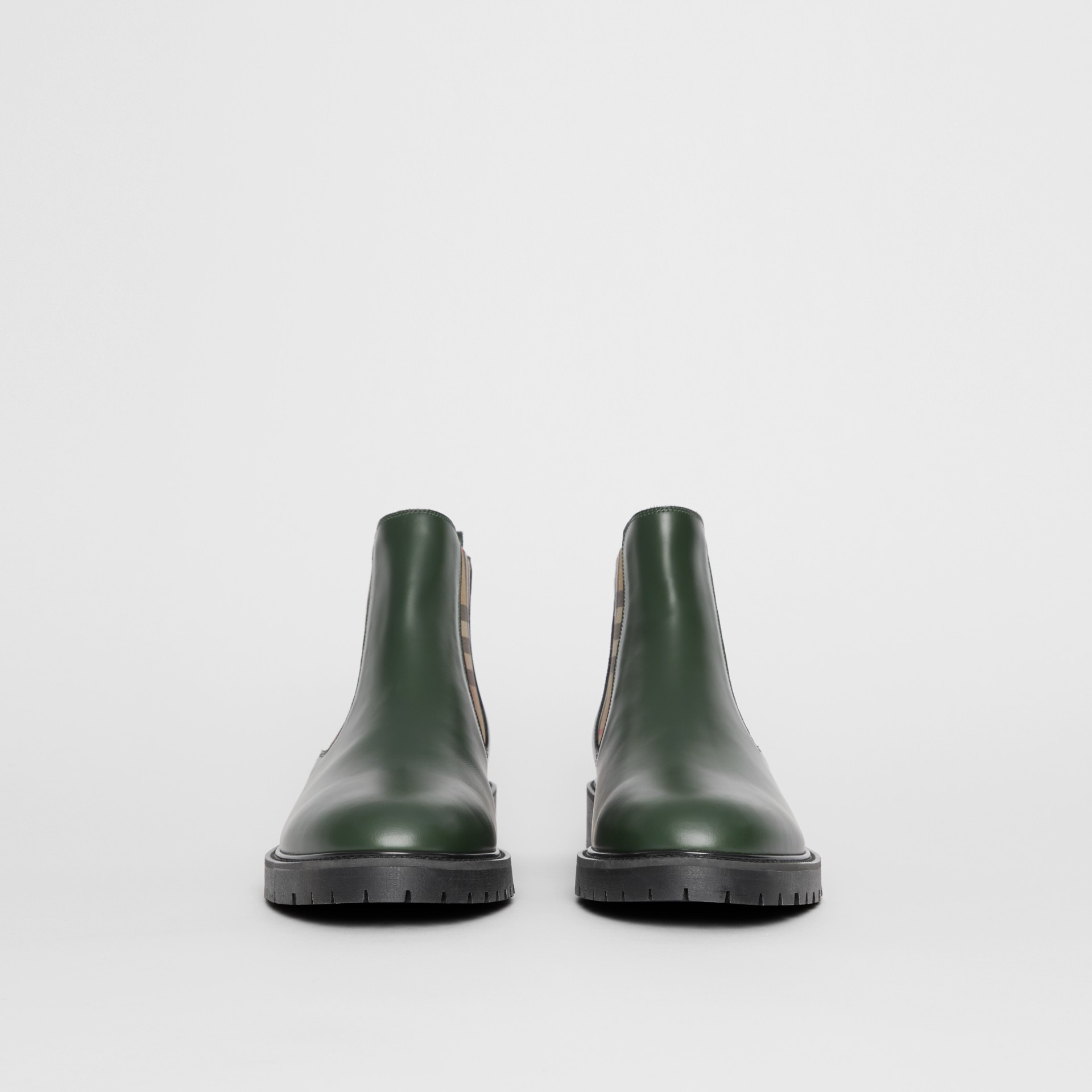 topshop square toe chunky chelsea boots in bottle green