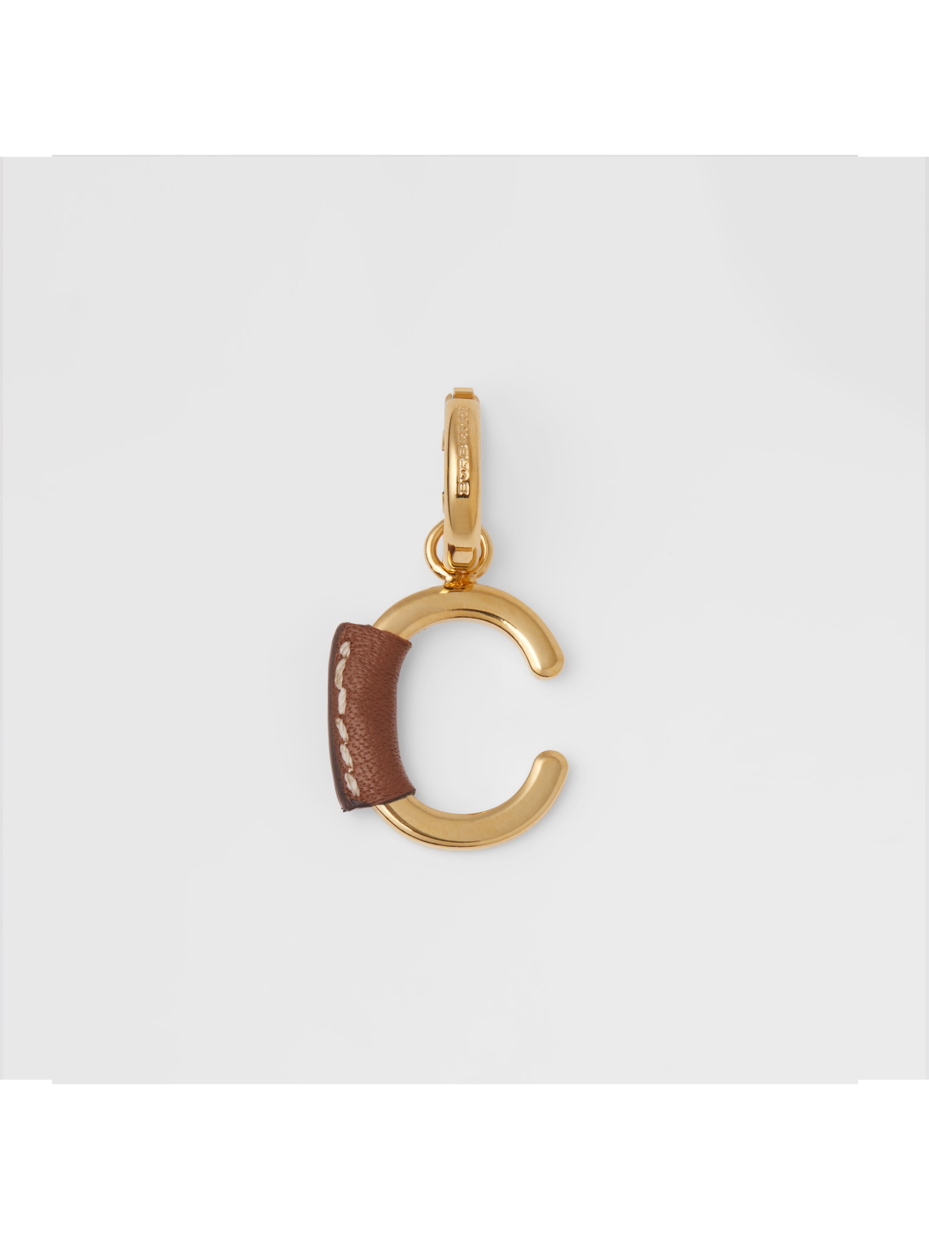 浅金色 / 棕褐色 c 字母皮革裹覆吊饰 产品图片01