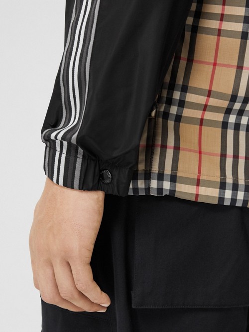 BURBERRY Check Panel Shape-memory Taffeta Hooded Jacket