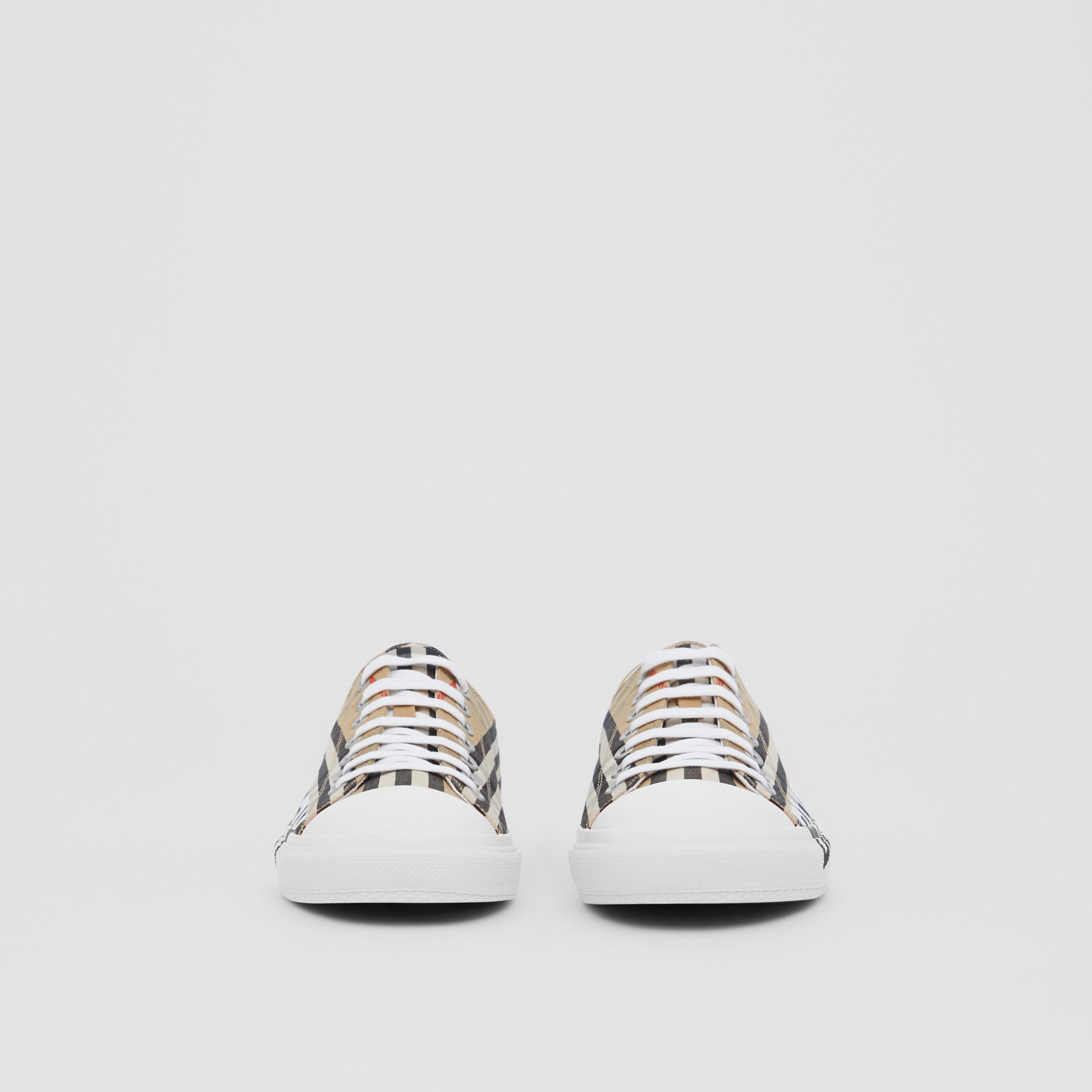 Logo Print Vintage Check Cotton Sneakers in Archive Beige - Men | Burberry®  Official