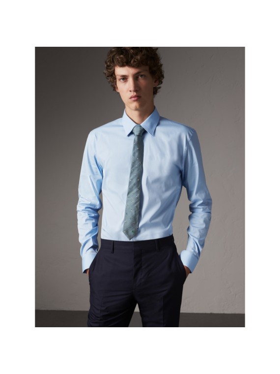 Slim Fit Stretch Cotton Shirt in White - Men | Burberry United States