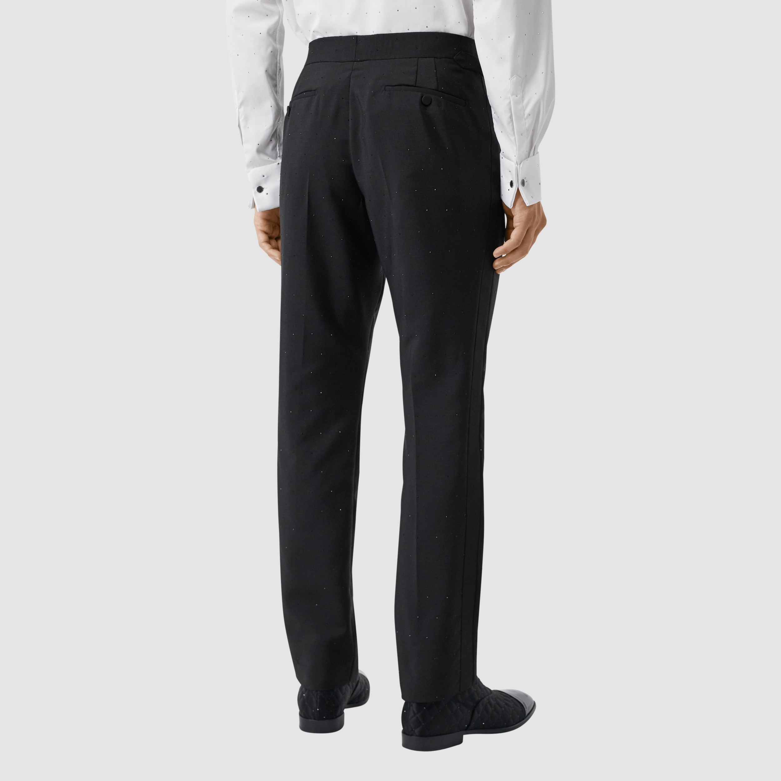 Classic Fit Embellished Mohair Wool Tailored Trousers in Black - Men ...