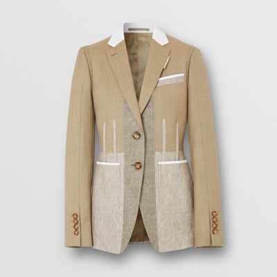 tan linen blazer womens
