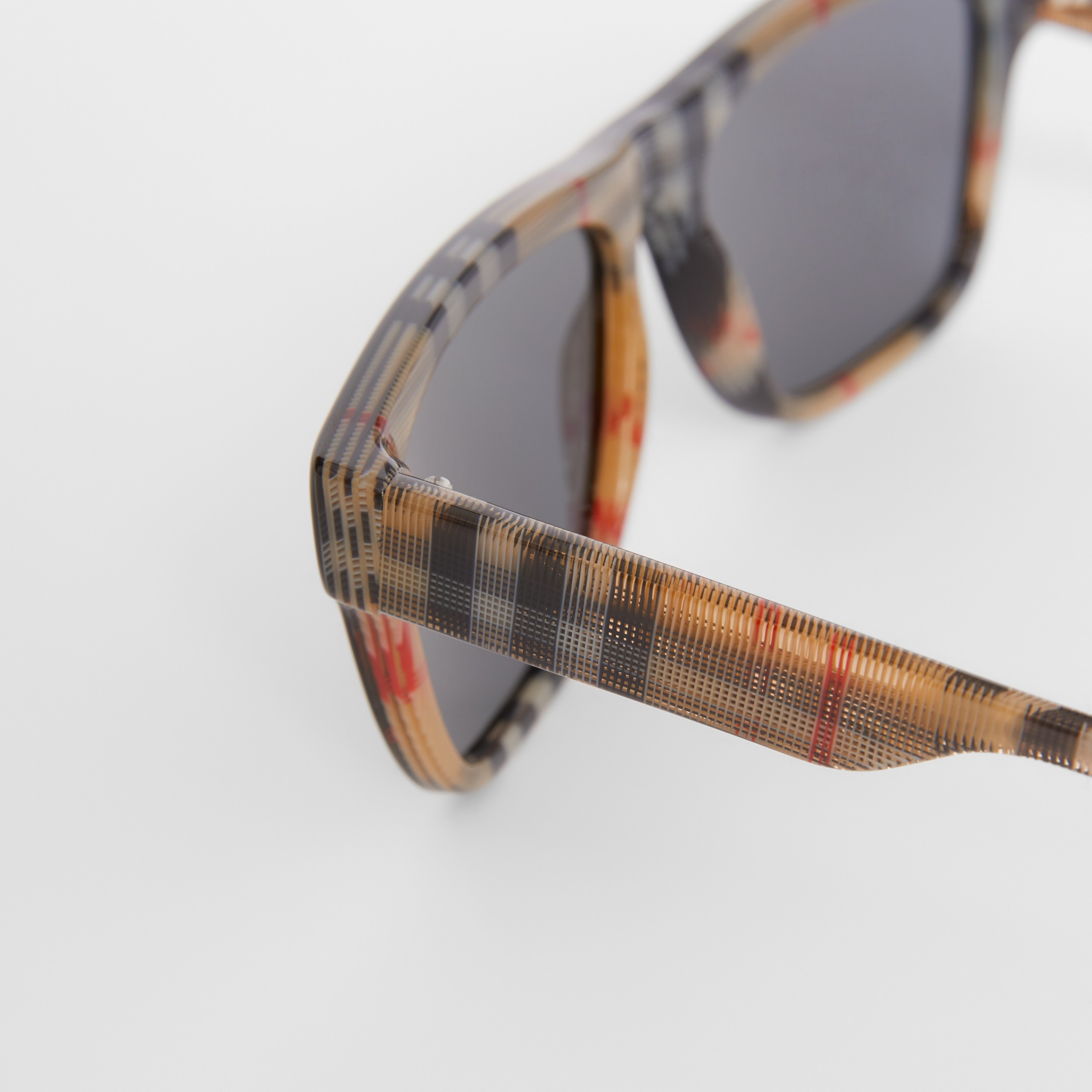 check detail square frame sunglasses