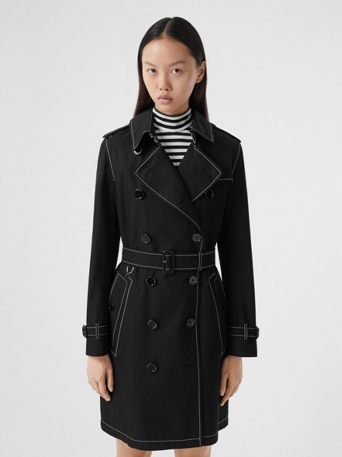 BURBERRY Topstitched Tropical Gabardine Trench Coat