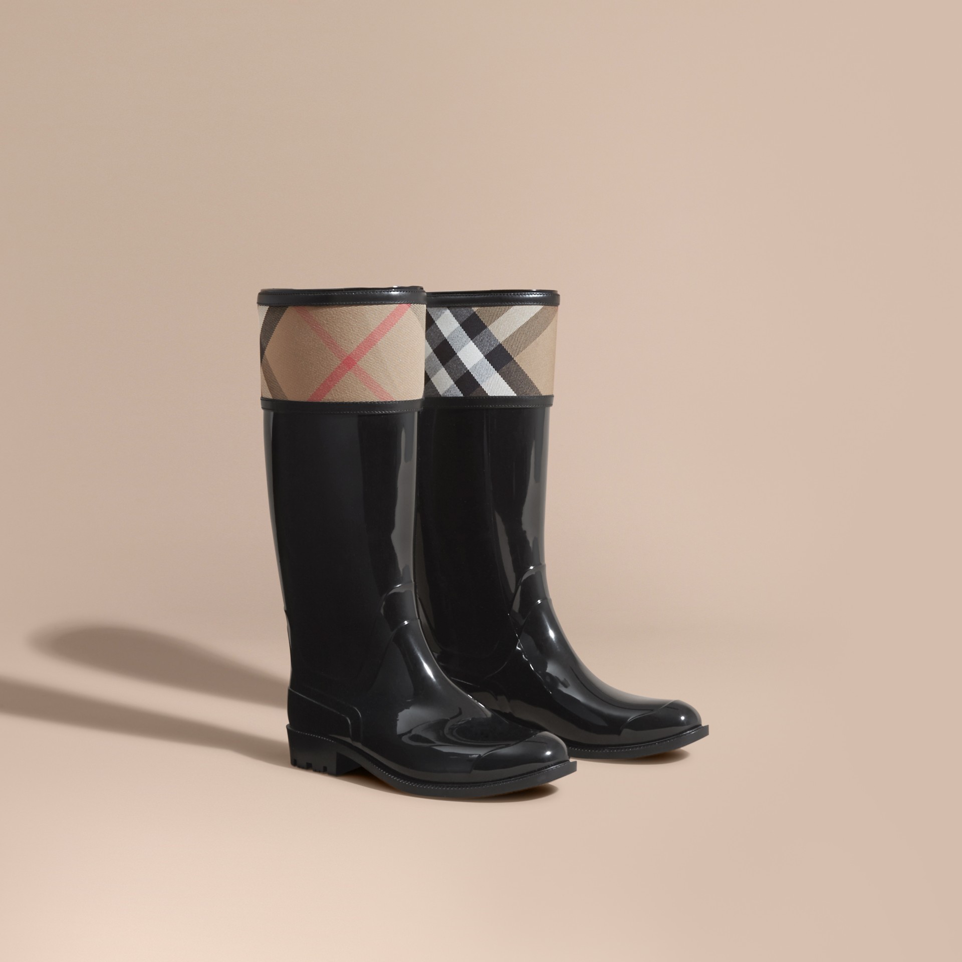 House Check Rain Boots in Black - Women | Burberry United States