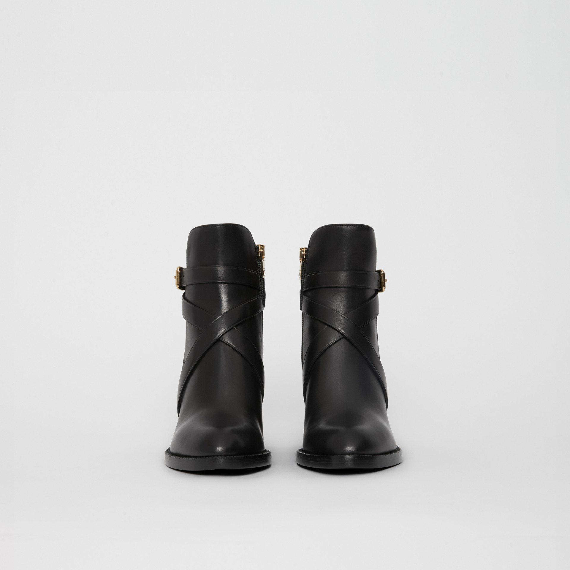 Strap Detail Quilted Leather Ankle Boots in Black Women Burberry