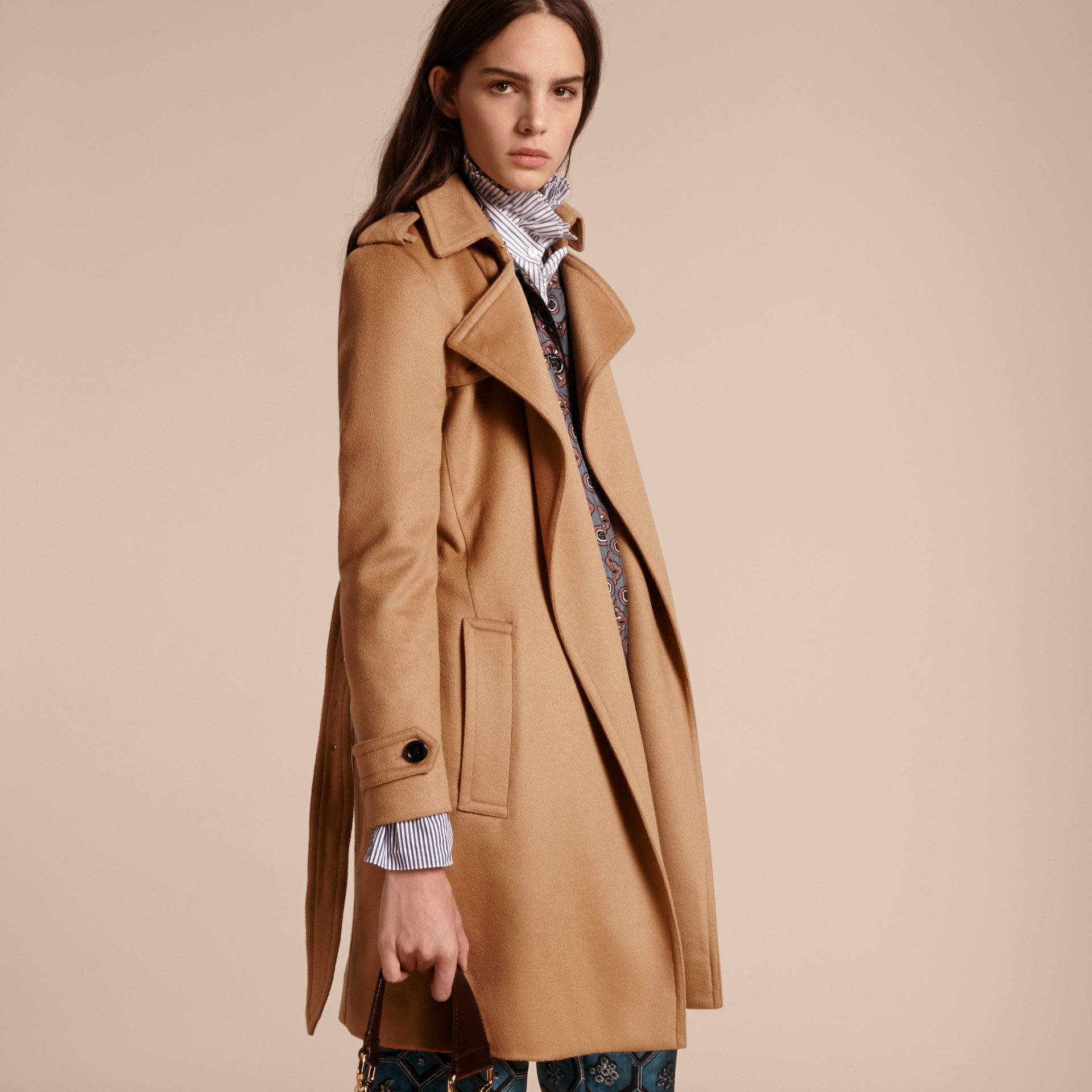 Cashmere Wrap Trench Coat in Camel | Burberry United Kingdom